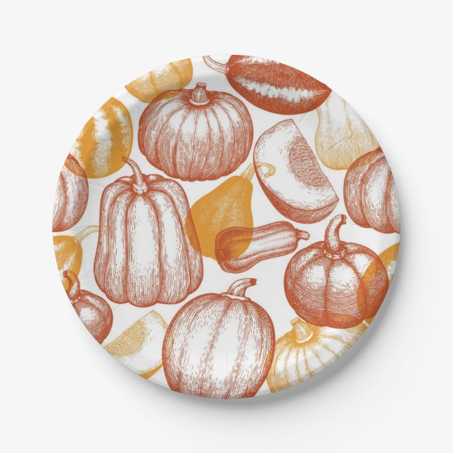 Pumpkin pattern paper plates (Front)
