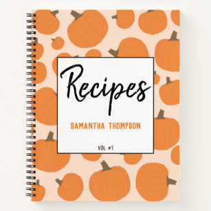 Pumpkin Pattern Recipe Blank Cookbook Notebook