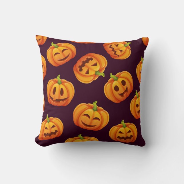 Pumpkin pattern throw pillow (Front)
