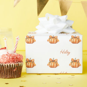 Pumpkin Pattern Wrapping Paper, Fall Baby Shower Paper
