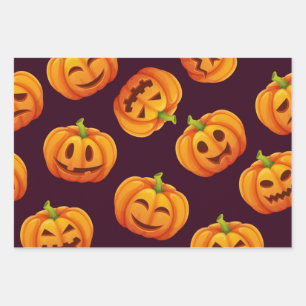 Pumpkin pattern wrapping paper sheets