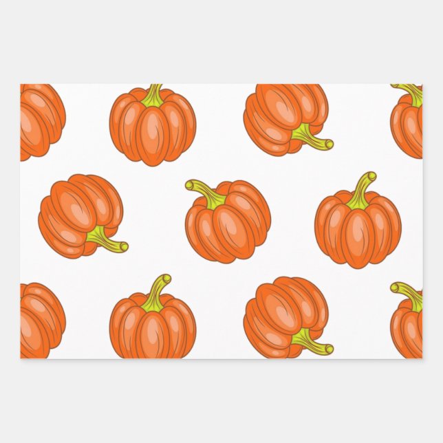 Pumpkin pattern wrapping paper sheets (Front)