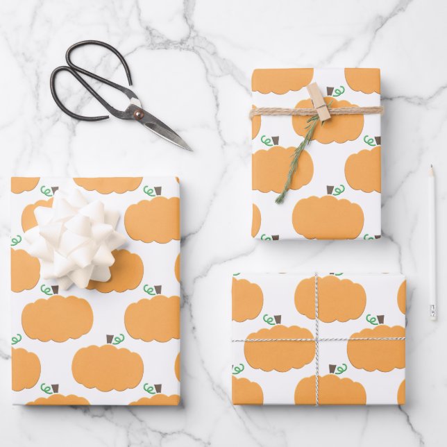 Pumpkin Pattern  Wrapping Paper Sheets (Front)