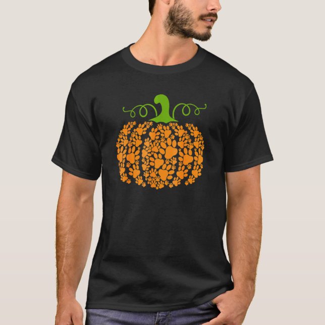 Pumpkin Paw Print Dog  Halloween Costume Girls Wom T-Shirt (Front)