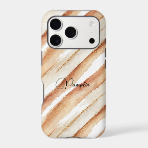 Pumpkin Peach Cream Latte Stripes iPhone 17 Pro Case