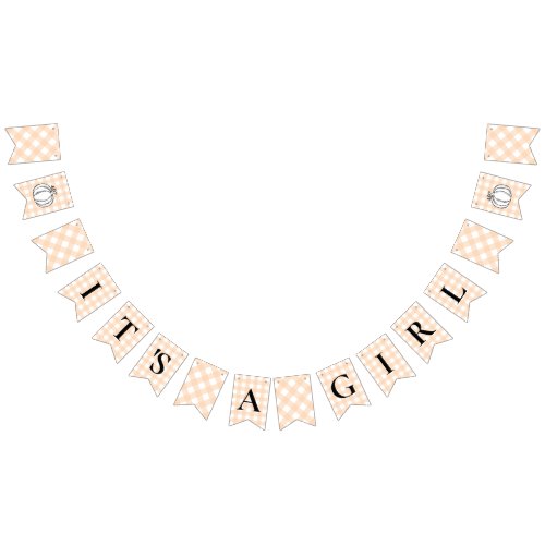 Pumpkin Peach Gingham Its A Girl Bunting Flags