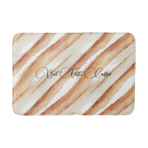 Pumpkin Peach Latte Stripes Bath Mat