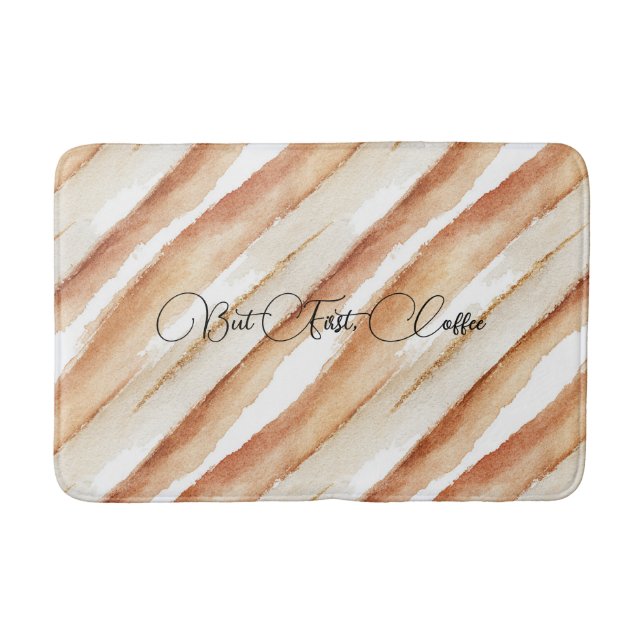 Pumpkin Peach Latte Stripes   Bath Mat (Front)