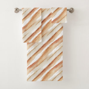 Pumpkin Peach Latte Stripes   Bath Towel Set