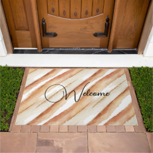 Pumpkin Peach Latte Stripes   Doormat