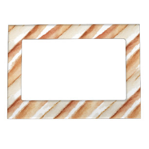 Pumpkin Peach Latte Stripes Magnetic Frame