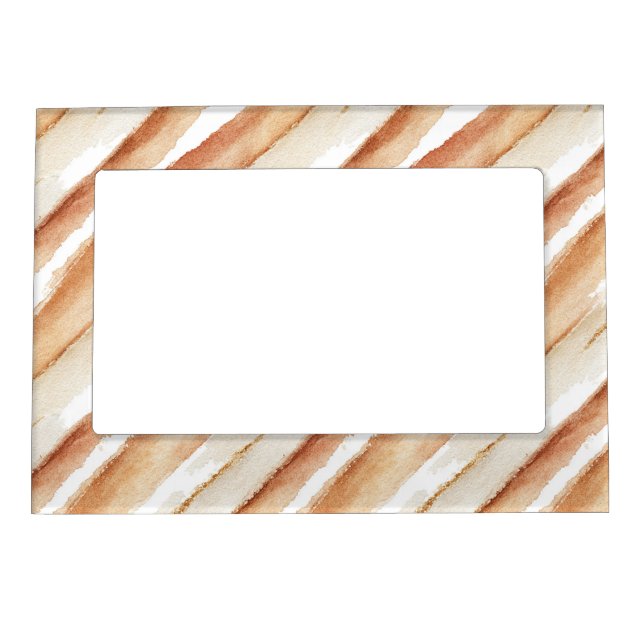 Pumpkin Peach Latte Stripes   Magnetic Frame (Front)
