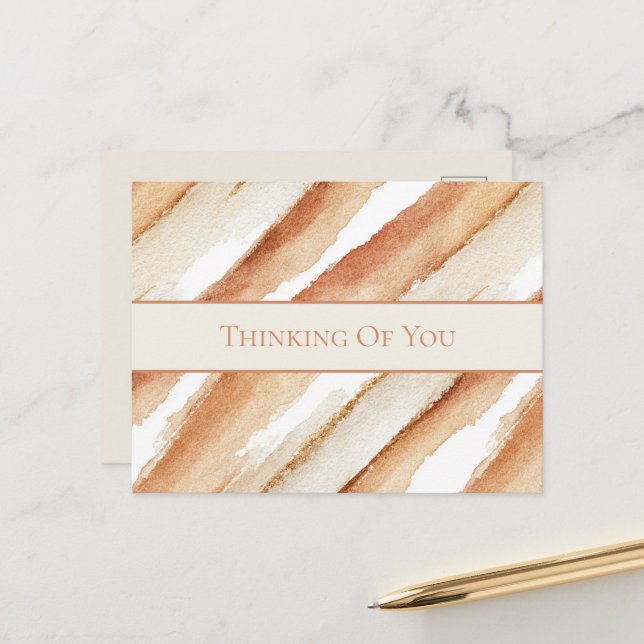 Pumpkin Peach Latte Stripes   Postcard (Front/Back In Situ)