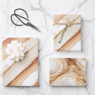 Pumpkin Peach Latte Swirls Stripes Birthday Wrapping Paper Sheets