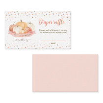 Pumpkin Peach Pink Baby Shower Diaper Raffle Card