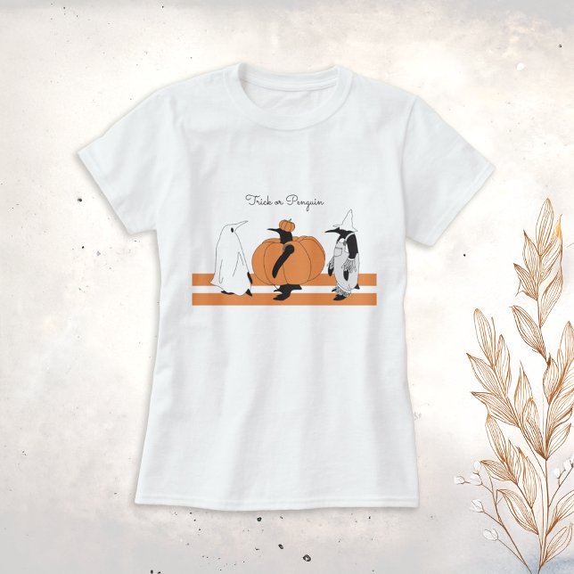 Pumpkin Penguin Cartoon Funny Halloween T-Shirt (Creator Uploaded)