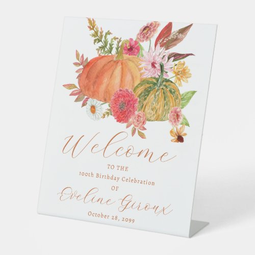 Pumpkin Photo 100th Birthday Fall Welcome Sign