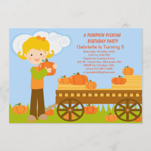 Pumpkin Picking Birthday Party Invitation