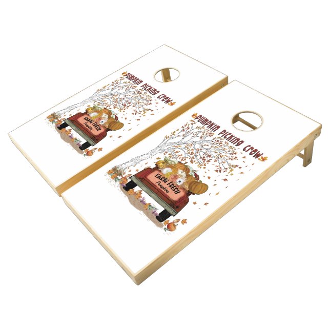 Pumpkin Picking Crew Cornhole Set (Angled)