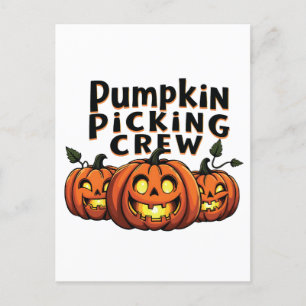 Pumpkin Picking Crew Spooky Halloween Matching Invitation Postcard