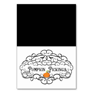 Pumpkin Pickings Vintage Halloween Food Tent Table Number