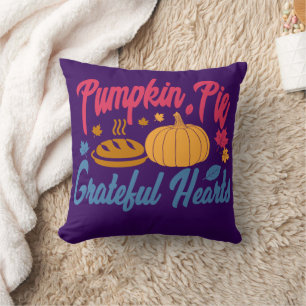 Pumpkin Pie and Grateful Hearts, Thanksgiving Throw Pillow
