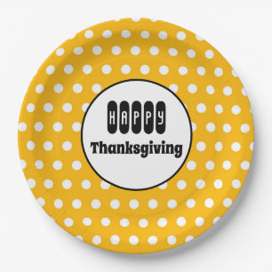 Pumpkin Pie and White Polka Dot Thanksgiving Paper Plates