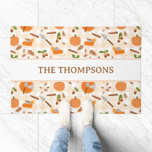 Pumpkin Pie Autumn Fall Pattern Doormat