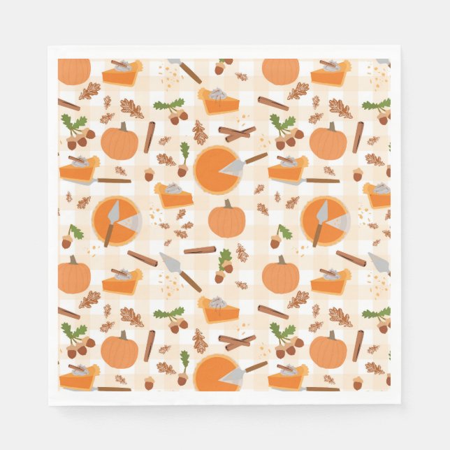 Pumpkin Pie Autumn Fall Pattern Napkins (Front)