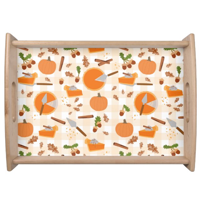 Pumpkin Pie Autumn Fall Pattern Serving Tray (Front)