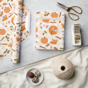 Pumpkin Pie Autumn Fall Pattern Wrapping Paper