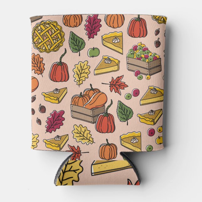 Pumpkin Pie: Autumn Harvest Pattern. Can Cooler (Front)