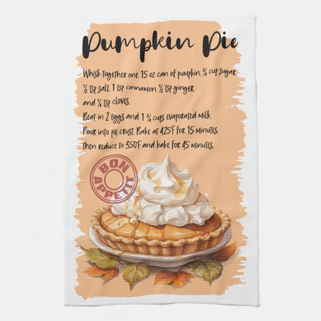 Pumpkin Pie Baking Recipe Kitchen Towel (Vertical)