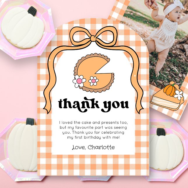 Pumpkin Pie Birthday Photo Thank You Card (Creator Uploaded)