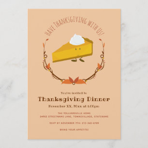 Pumpkin Pie Character Thanksgiving Invitation