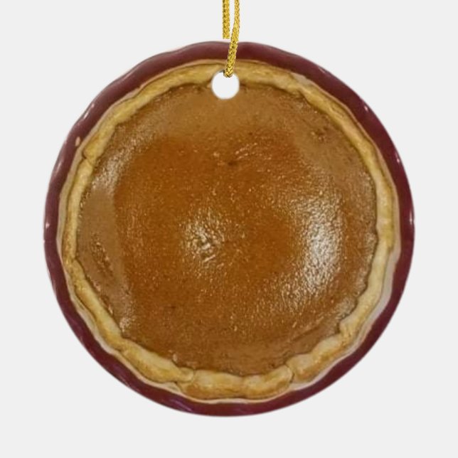 Pumpkin Pie Christmas Ceramic Ornament (Front)