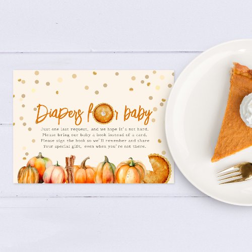 Pumpkin Pie Diapers For Baby Shower Diaper Raffle Enclosure Card