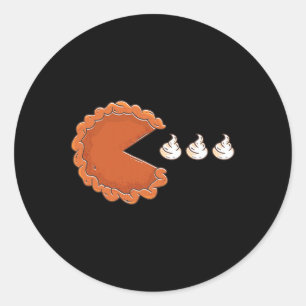 Pumpkin Pie Eating Whipped Cream Thanksgiving Day Classic Round Sticker