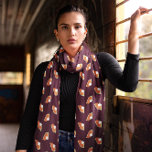 Pumpkin Pie Fall Pattern Scarf<br><div class="desc">Drape yourself in the spirit of autumn with this pumpkin pie scarf, a delicious pattern that's as comforting as the dessert it represents. The rich, deep background is sprinkled with slices of the iconic fall treat, creating a fashionable homage to cozy gatherings and festive seasons. It's the perfect accessory to...</div>