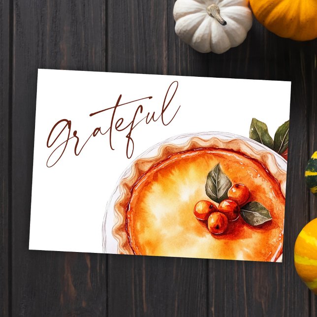 Pumpkin Pie Fall Rustic Grateful Thanksgiving Holiday Card (Pumpkin Pie Fall Rustic Grateful Thanksgiving Holiday Card)