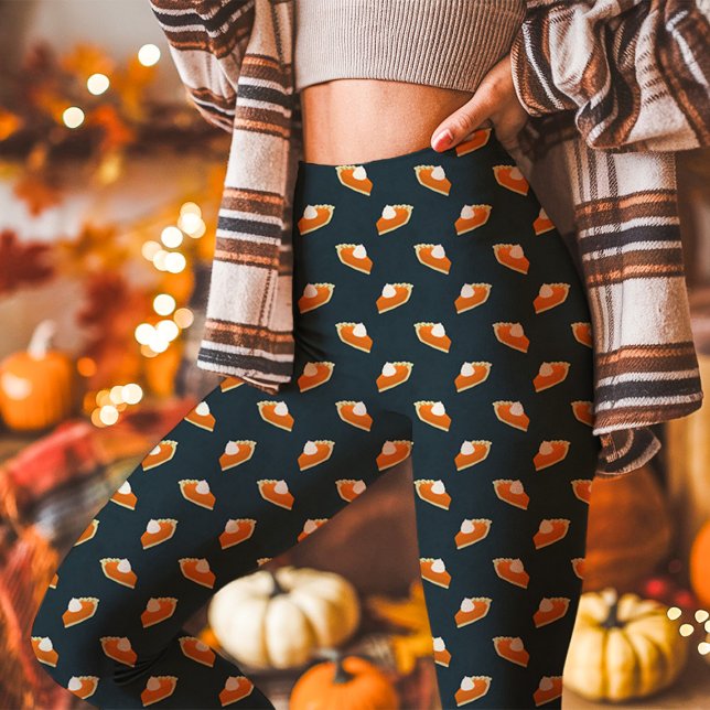 Pumpkin Pie Fall Thanksgiving Navy Leggings (Creator Uploaded)