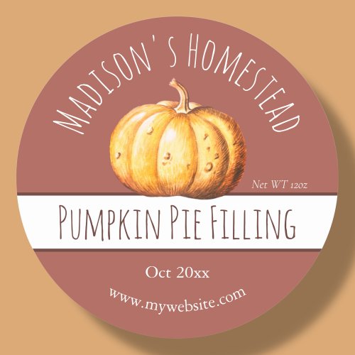 Pumpkin Pie Filling Labels