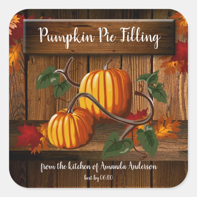 Pumpkin Pie Filling Sq Canning Label (Front)