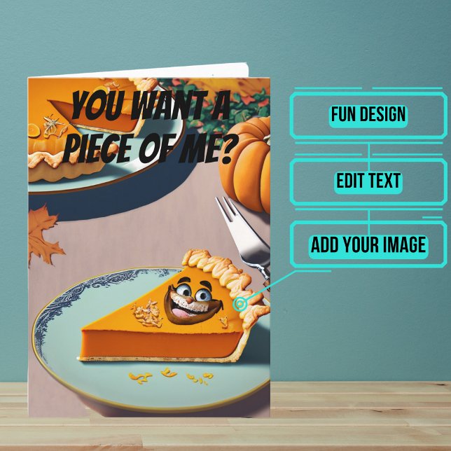 Pumpkin Pie Gone Bad Funny Thanksgiving Card (Share your gratitude this year with a Thanksgiving greeting card using a fun and funny design.)