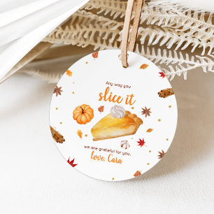 Pumpkin Pie Happy Thanksgiving Round Favor Tags