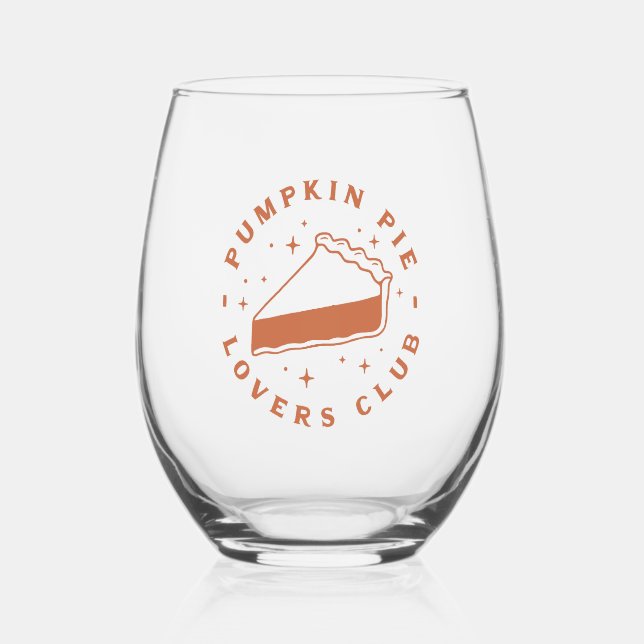 Pumpkin Pie Lovers Club Stemless Wine Glass (Front)