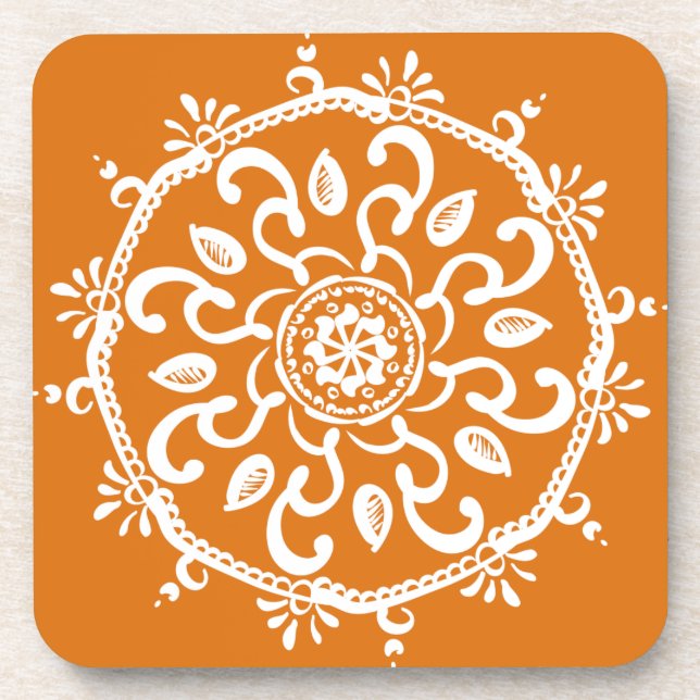 Pumpkin Pie Mandala Drink Coaster (Front)