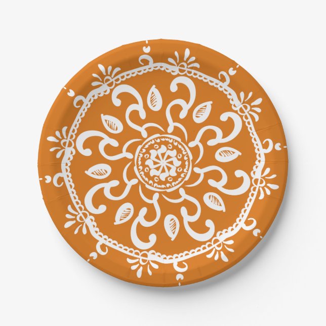 Pumpkin Pie Mandala Paper Plates (Front)