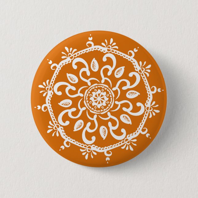 Pumpkin Pie Mandala Pinback Button (Front)