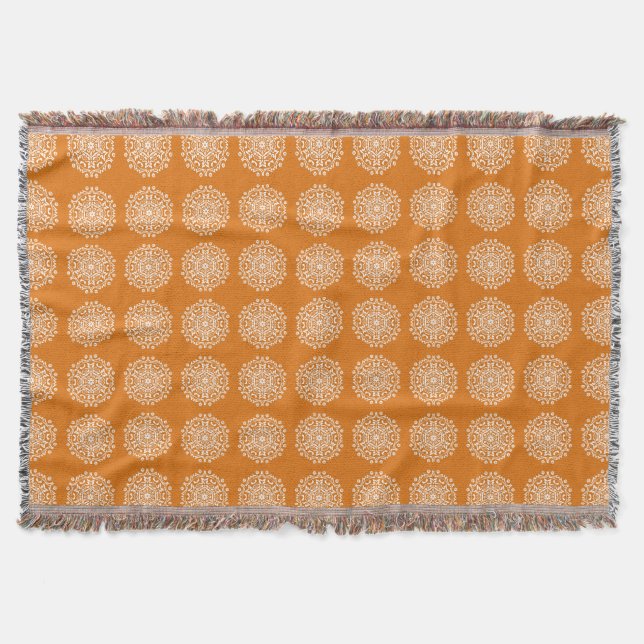Pumpkin Pie Mandala Throw Blanket (Front)